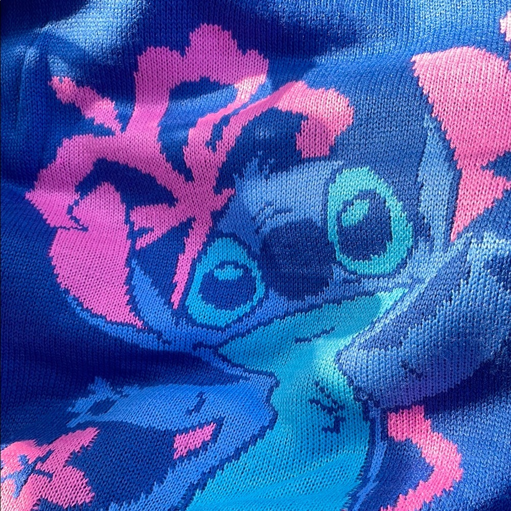 Disney Stitch Blue and Pink Graphic Knit Sweater XL from